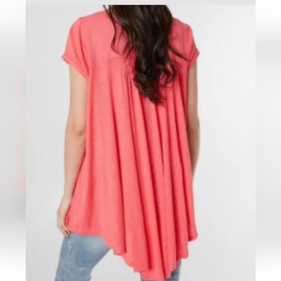 Free People Women's Small Highland High Low Slouchy Oversized Top Pink New Tag - Picture 3 of 3